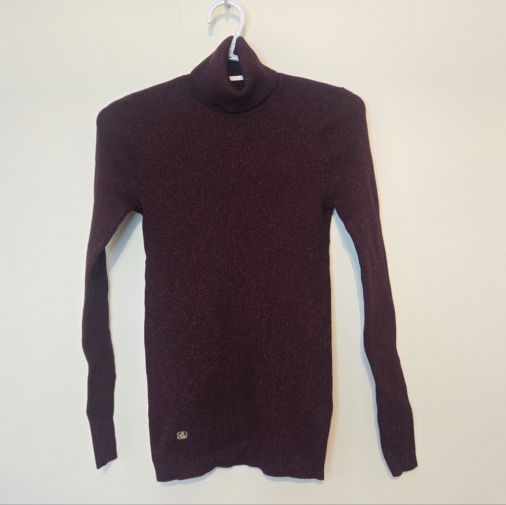 NWT Lauren Ralph Lauren Ribbed Turtle Neck Sweater In Pinot Noir Size Small - Picture 2 of 7